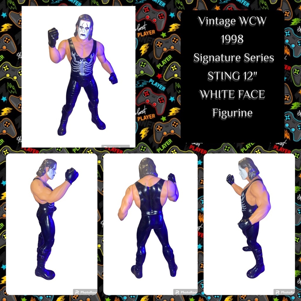 Vintage WCW 1998 Signature Series STING 12" WHITE FACE Poseable Action Fig